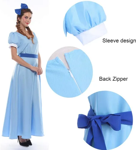 Vista 7 de NSPSTT - Disfraz de princesa, cosplay para mujer, 3XL, Azul Patchwork