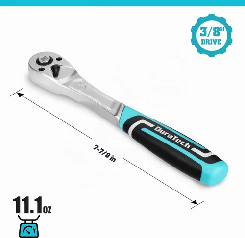 Vista 2 de DURATECH Trinquete de accionamiento de 3/8 pulgadas, llave de trinquete de liberación rápida de 90 dientes Socket Wrench with Cushion Injection