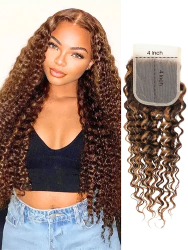 Vista 45 de Cabello Humano Rizado Castaño Rojizo, Trama Gruesa Castaño Cobrizo Rojo Coloreado Ondas Profundas Paquetes Individuales Cabello Humano 12A Tejido