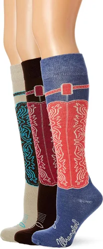 Vista 4 de Wrangler Calcetines para botas de herradura de rayón para mujer, paquete de 3 pares Negro/Teal/Grey