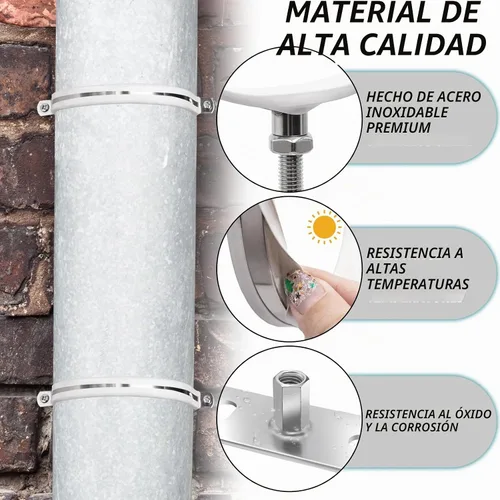 Vista 3 de 2 juegos de soporte de tubo ajustable de 4 pulgadas, soporte de abrazadera ajustable resistente con tornillo y tubo de expansión, soporte de pared