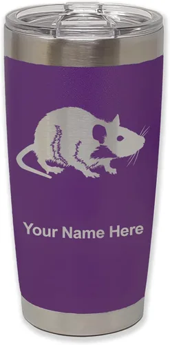 Vista 24 de LaserGram Vaso aislado al vacío de 20 onzas, rata, grabado personalizado incluido (negro)