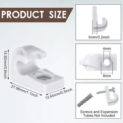 Vista 2 de Amyhill 20 Piezas Clips de Alambre Blancos para Estantes Clips de Bucle Hacia Abajo de Pared para Armarios Plástico Resistente Soporte de Estante