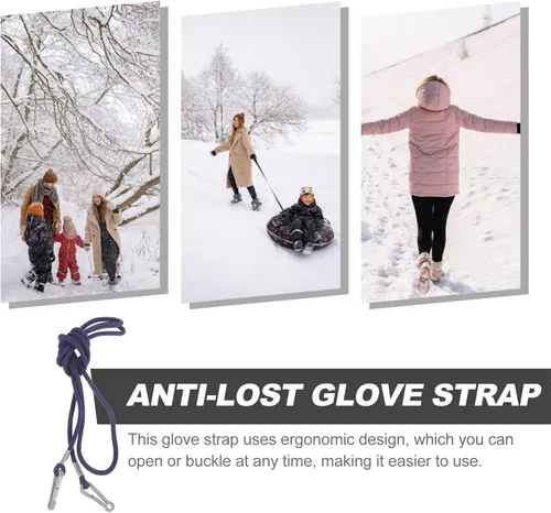 Vista 7 de EXCEART Clips para guantes con correa elástica ajustable, clips para guantes de invierno para gorros, clips de nailon para colgar el cuello, cuerda
