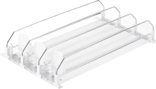 Vista 7 de uxcell Organizador de bebidas para refrigerador, organizador de latas de soda autoempujable, ancho ajustable, dispensador de bebidas, empujador