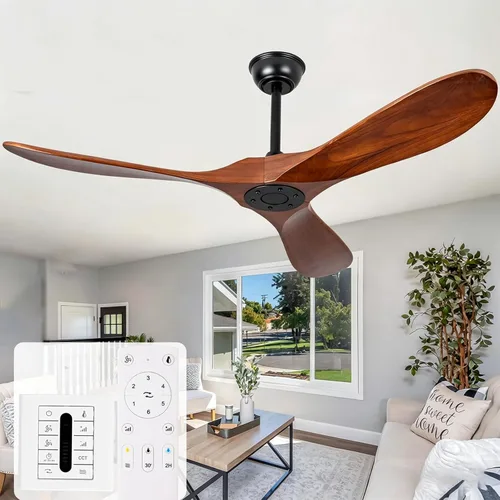 Vista 16 de Ventilador de techo negro de 36 pulgadas sin luces, pequeños ventiladores de techo de madera sin luces con control remoto, 3 aspas, hélice