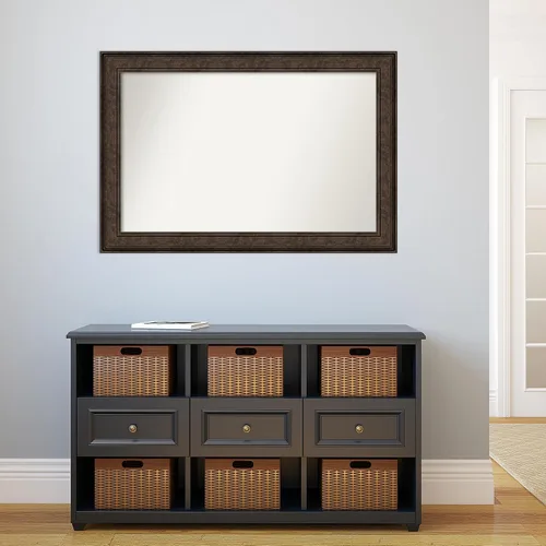 Vista 411 de Amanti Art Espejo de pared personalizado no biselado (25 x 25 pulgadas), marco de bronce acentuado, varios tamaños personalizados, espejo de baño
