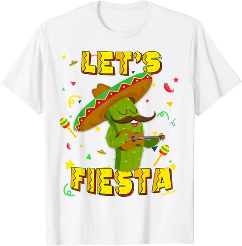 Vista 57 de Cinco De Mayo - Camiseta de regalo con sombrero de cactus Let's Fiesta, Negro, S