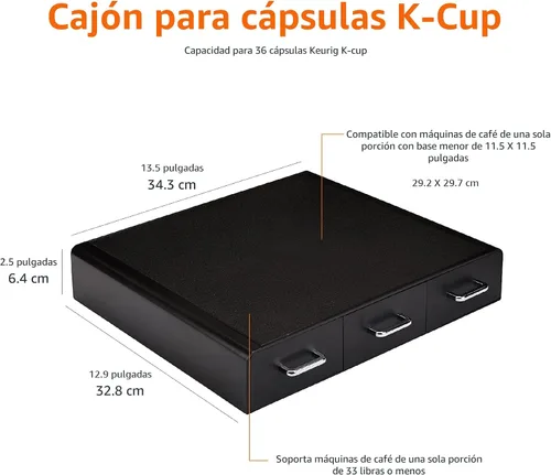 Vista 11 de Amazon Basics Cajón de almacenamiento de cápsulas de café para cápsulas K-Cup, capacidad de 36 cápsulas, color negro