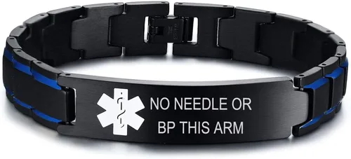Vista 21 de VNOX Pulsera ajustable de acero inoxidable cepillado de 2 tonos con grabado personalizado gratis, identificación de alerta médica, unisex