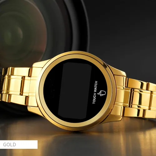 Vista 3 de Relojes de pulsera de lujo de moda digital LED táctil para mujer mujer minimalista simple vestido de acero inoxidable