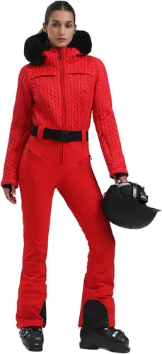 Vista 44 de GSOU SNOW Traje de esquí para mujer, traje de nieve delgado de una pieza, chaqueta de nieve, impermeable, resistente al viento, deportes al aire