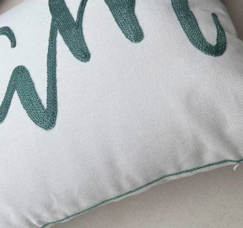 Vista 6 de Funda de almohada bordada con cita inspiradora con patrón de ensueño, funda de almohada decorativa de lona de 12 x 20 pulgadas