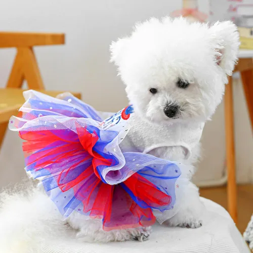 Vista 46 de ANIAC Daisy Vestidos para Perros Pequeños Hembra con Anillo para Correa, Nudo de Lazo Vestido de Boda para Cachorra, Traje de Gato de San Valentín