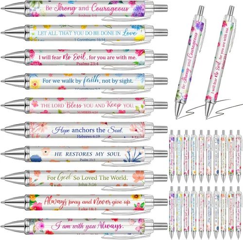 Vista 11 de Qeeenar 50 Piezas Bolígrafos de Punta de Bola con Versículos Bíblicos, Regalo Cristiano, Cosas de Citas Inspiradoras Divertidas, Bolígrafos de Punta