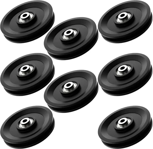 Vista 10 de Rueda de polea de cable de 115mm/4.5", accesorio universal de polea de rodamiento de nailon para gimnasio, sistema de polea de peso de reemplazo
