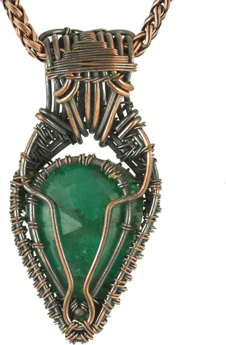 Vista 25 de Impresionante collar con colgante de árbol de la vida de cobre con piedras preciosas hechas a mano y cadena de 20 pulgadas, perfecto
