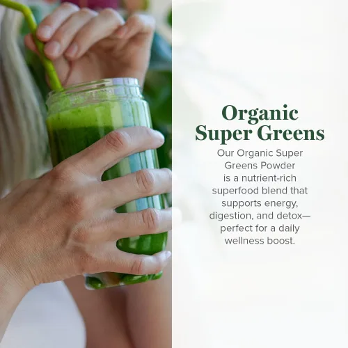 Vista 2 de Global Healing Organic Super Greens Powder Blend - Mezcla de Polvo de Superalimentos Verdes Orgánicos con 15 Brotes Enteros Crudos - Deliciosa