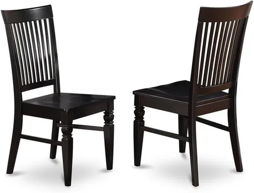Vista 4 de East West Furniture SHWE3-BLK-W Juego de mesa y sillas de cocina de 3 piezas contiene una mesa de comedor redonda con pedestal y 2 sillas