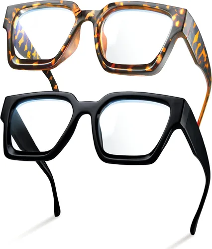 Vista 27 de livho Marco de gafas de gran tamaño para mujer y hombre, lentes rectangulares de moda para computadora, marco elegante *Tortuga de coco