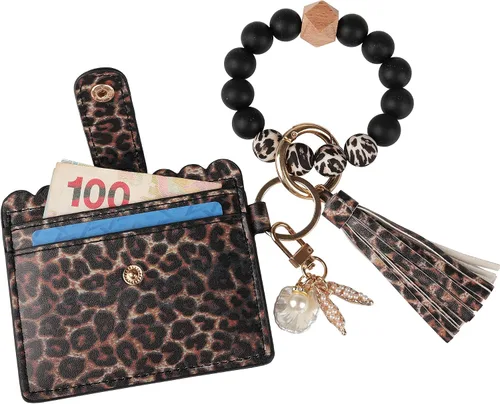 Vista 3 de Guran Llavero de pulsera, cartera, tarjetero con borla, llavero para mujer