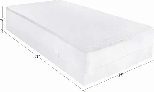 Vista 2 de Masirs Funda de colchón con cremallera - Impermeable, transpirable, silenciosa, lavable a máquina, suave parte superior de rizo para un cómodo sueño