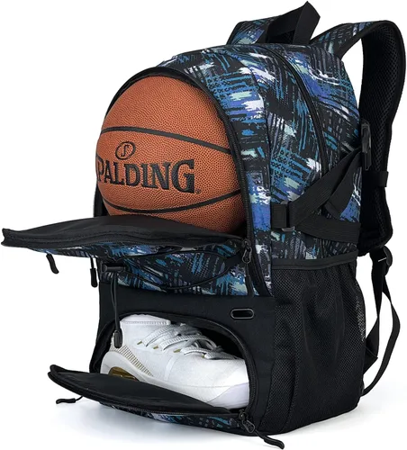 Vista 13 de GRANDUP - Mochila de baloncesto con compartimento para pelota y zapatos. Adecuada para voleibol, fútbol, natación, gimnasio, viajes y escuela