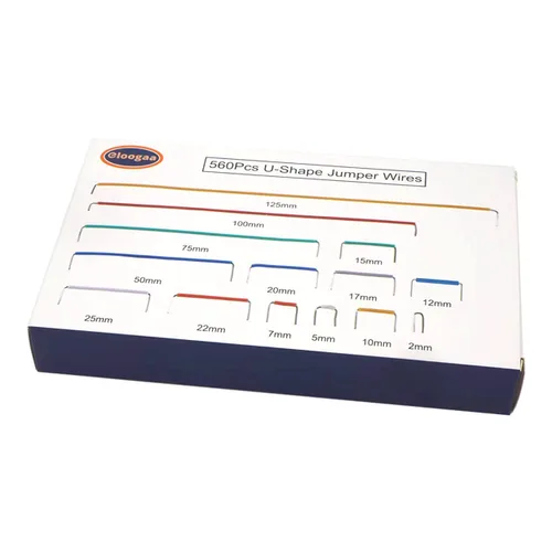 Vista 7 de Kit de cables de puente de tabla de pan en forma de U, 14 bóvedas, 560 unidades, 0.079-4.921 in, cables de conexión de placa de pan flexible sin