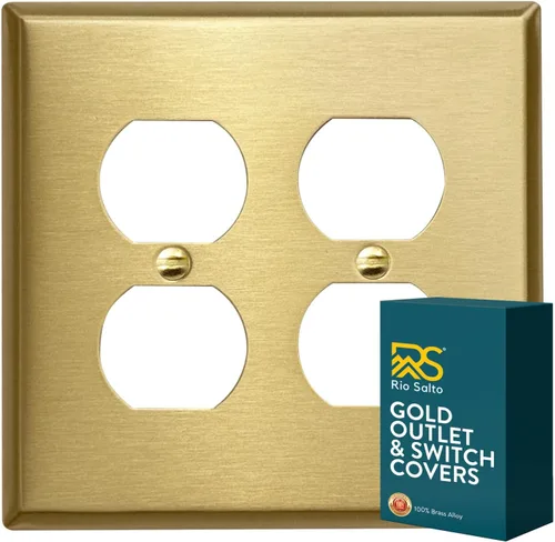 Vista 22 de Rio Salto BRASS Signature Collection MIDSIZE - Placa de pared de metal dorado para interruptor de luz o cubierta de tomacorriente, placa de pared