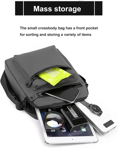 Vista 5 de Henmifyer Small Crossbody Side Shoulder Bag For Men Women, Mini Canvas Messenger Bag for Phone Passport