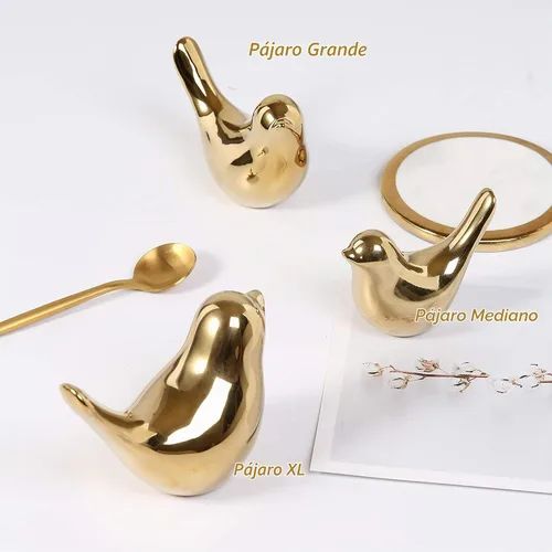 Vista 5 de FANTESTICRYAN Estatuas de pájaros pequeños, decoración dorada para el hogar, estilo moderno, adornos decorativos para sala de estar, dormitorio