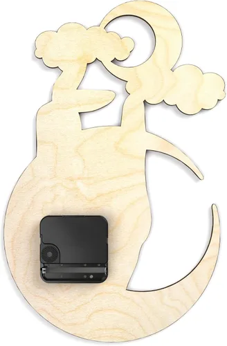 Vista 7 de Reloj de pared de madera, arte de pared, decoración del hogar, calcomanías mágicas de números para bricolaje, sala de estar, nubes, cocina, hongo