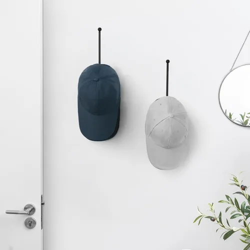 Vista 2 de Dahey 2 organizadores de sombreros modernos de metal para gorras de béisbol, soporte de pared, 7.9 pulgadas, ahorro de espacio, gancho