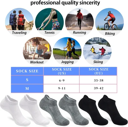 Vista 6 de ATBITER Ankle Socks Women's Running Athletic No Show Tab Socks Cushioned Low Cut 6-Pairs