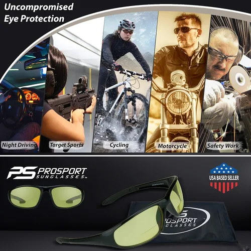 Vista 4 de proSPORT Gafas de seguridad bifocales amarillas z87 para hombres y mujeres para conducción nocturna y montar