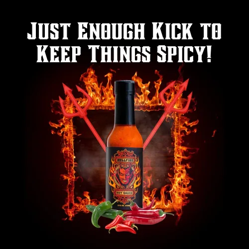 Vista 5 de Hellfire Devil's Blend Salsa picante de jalapeño rojo, galardonada, gourmet, rica y sabrosa, 5 onzas