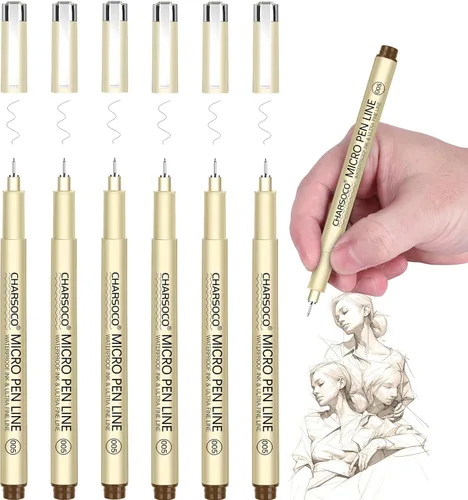 Vista 22 de XS Micro Pen, paquete de 6 bolígrafos negros de punta fina con tinta de archivo impermeable, bolígrafos de tinta fina de 0.039-0.079 in