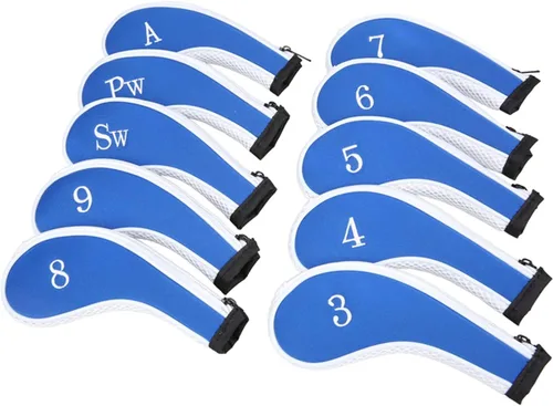 Vista 8 de Neopreno Cremallera Golf Club Hierro Cabeza Cubiertas Hierro Cubiertas 10pcs/Set Iron Covers, Multiple Colors for Option, Neoprene