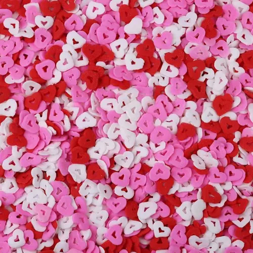 Vista 3 de Gránulos de corazones para decoración de cupcakes, Día de San Valentín, 4 onzas para decoración de galletas con gránulos rosados elegantes