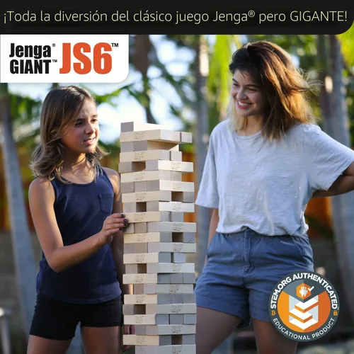 Vista 2 de Jenga Gigante - Bloques de madera dura - Se apilan hasta más de 4 pies - Licencia oficial - JS6