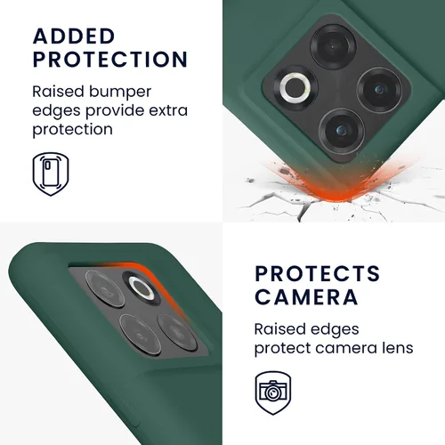 Vista 3 de kwmobile Funda compatible con OnePlus 10T 5G - Funda de silicona TPU con acabado suave - Verde bosque