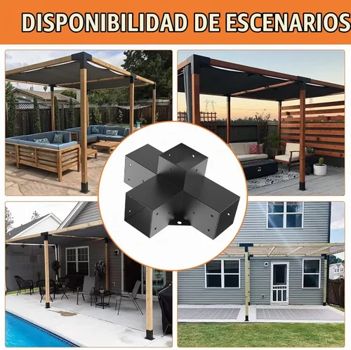 Vista 8 de Woodworks - Soporte de pérgola para pérgola de 4 vías, soporte de esquina de ángulo recto, soporte de madera elevado, paquete de 2 con tornillos