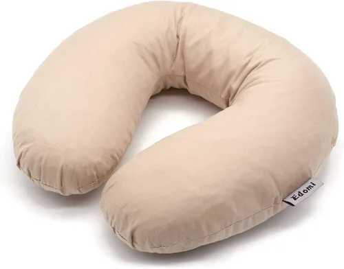 Vista 11 de Almohada de cuello de trigo sarraceno con funda de almohada de doble capa, almohadas ajustables firmes en forma de U, transpirables para un sueño