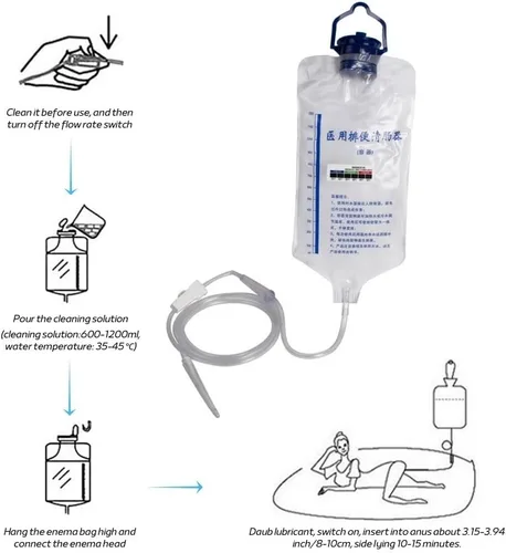 Vista 6 de Bolsa de enema para limpieza de colon 40.6 fl oz hogar reutilizable colon enema bolsa kit de limpieza portátil