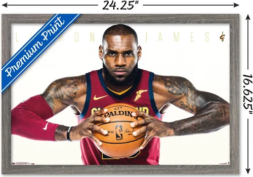 Vista 3 de Trends International NBA Cleveland Cavaliers - Lebron James Wall Poster, 14.725" x 22.375", Barnwood Framed Version Versión enmarcada Barnwood
