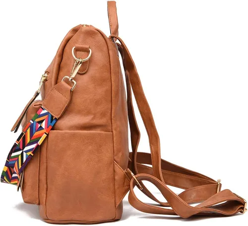 Vista 6 de Mochila de moda para mujer Bolsas de diseño multiusos Bolsa de hombro de cuero sintético Bolsa de viaje