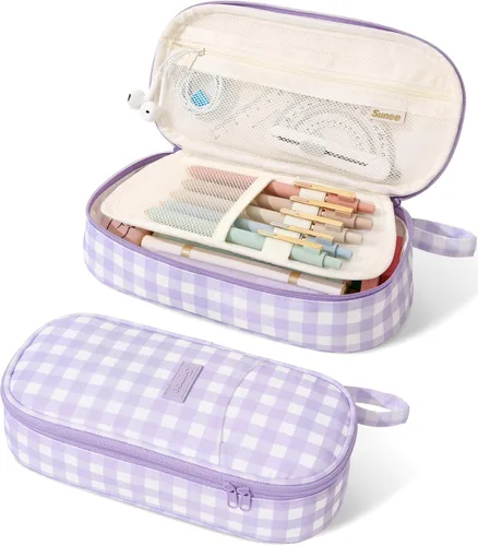 Vista 20 de Estuche Lindo para Lápices SUNEE, Funda Estética para Bolígrafos, Bolsa Grande para Lápices de Color con Cremallera, Almacenamiento y Organizador