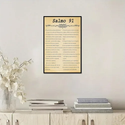 Vista 5 de Salmo 91 En Español Para Pared Versículo de la Biblia Arte de Pared Escritura Escritura Enmarcado Salmo bíblico 91 Pintura en lienzo Sala de oración