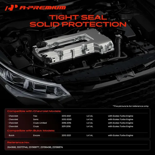 Vista 2 de A-Premium Cubierta de válvula de motor de aluminio mejorada con junta, pernos y tapa de llenado de aceite compatible con Chevrolet Cruze 2011-2016