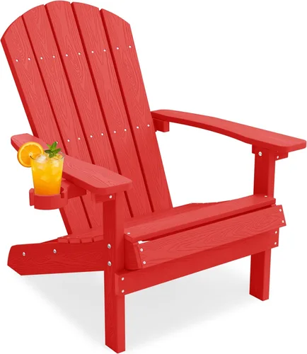 Vista 39 de YEFU Silla Adirondack de plástico resistente a la intemperie, sillas de patio con instalación fácil en 5 pasos, se ve exactamente como madera real